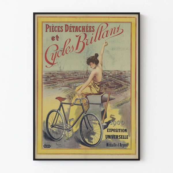 Plakat vintage Części Zamienne i Rowery Brillant - Retro dekoracja ścienna