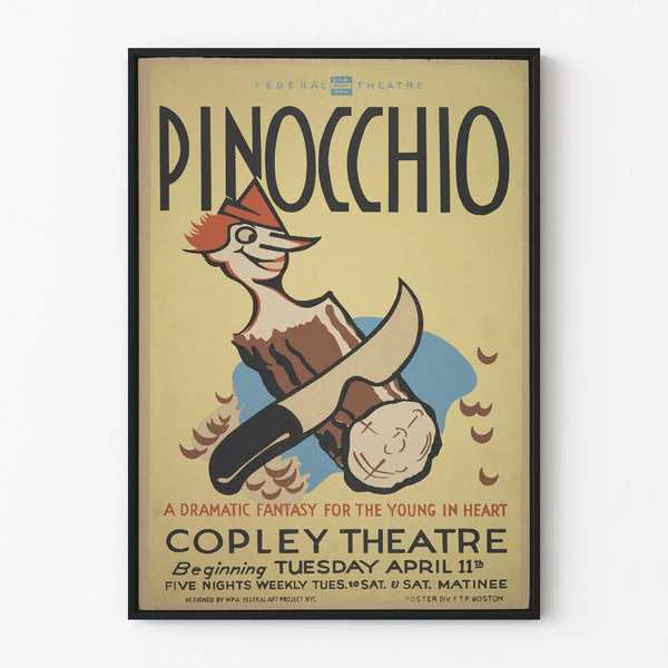 Plakat vintage Pinokio – Dekoracja ścienna teatr klasyczny
