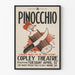 Plakat vintage teatr Pinokio styl sztuki graficznej