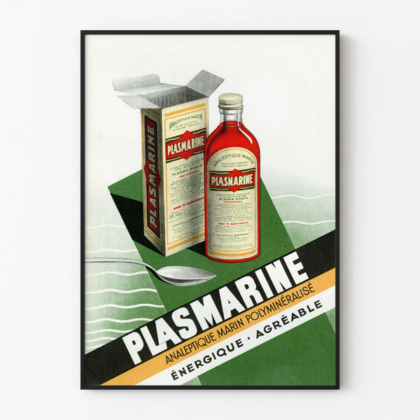 Plakat vintage Plasmarine, dekoracja ścienna retro medyczna