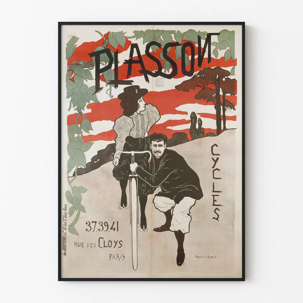 Vintage plakat Plasson Cycles do dekoracji ściennych