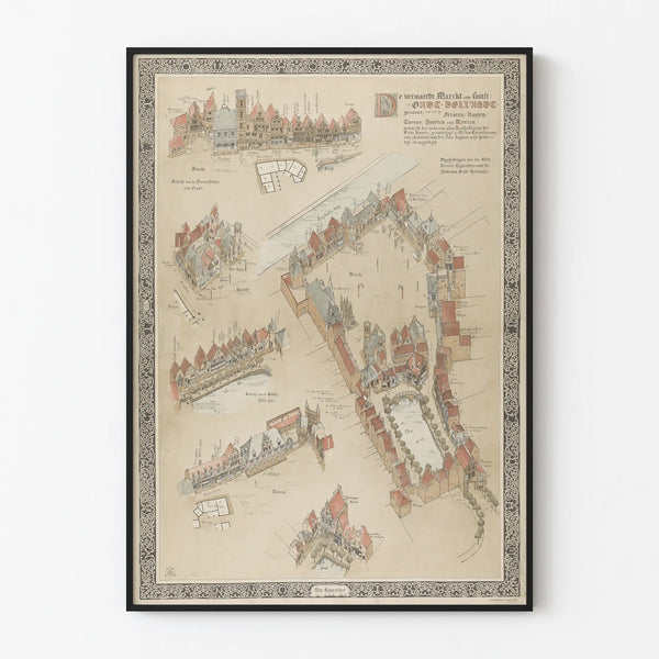 Plakat Stara mapa Oud-Holland do dekoracji ściennej w stylu vintage