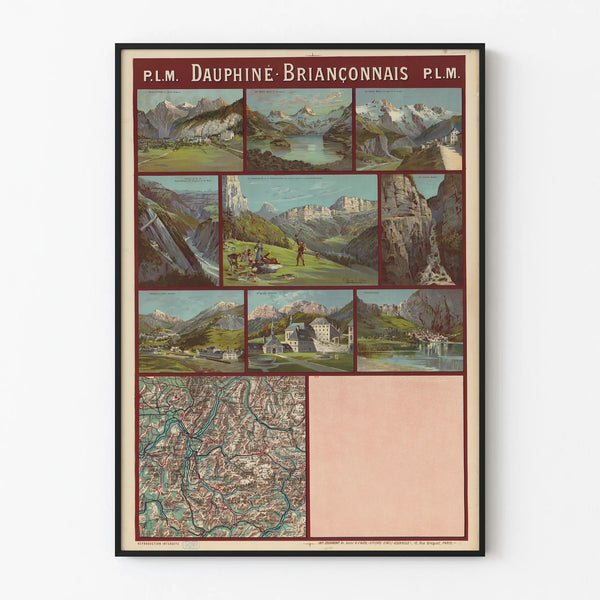 Vintage plakat P.L.M. Dauphiné Briançonnais Alpes - Plakat dekoracji ściennej z motywem górskim