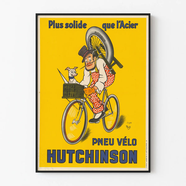 Plakat vintage opon rowerowych Hutchinson bardziej wytrzymały niż stal