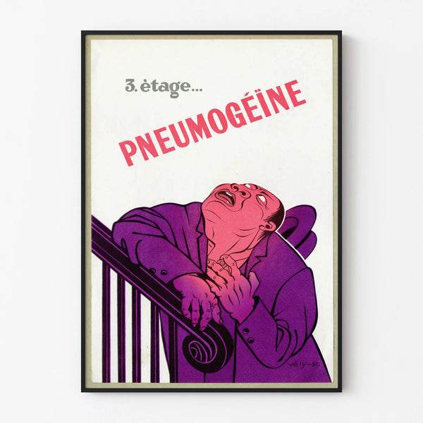 Plakat vintage Pneumogéine 1951 do dekoracji ściennej
