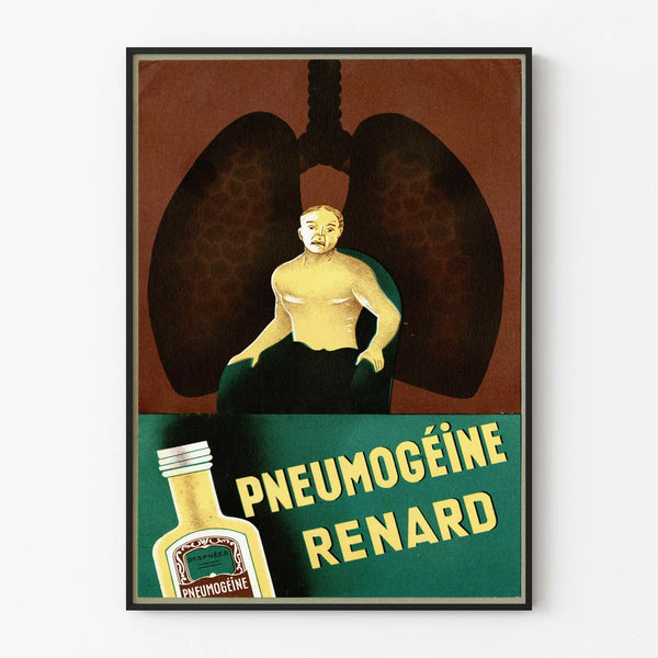 Plakat vintage Pneumogéine Renard do dekoracji ściennej medycznej