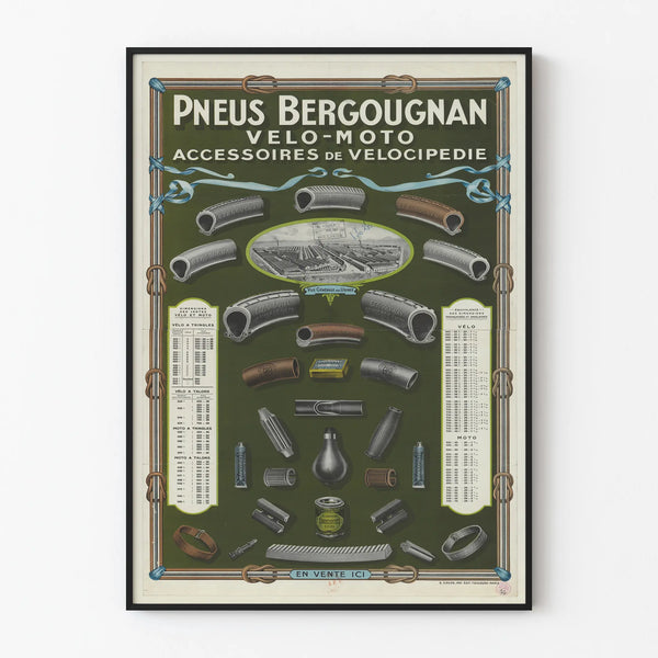 Plakat Vintage Pneus Bergougnan Rower Motocykl Akcesoria do rowerów i motocykli