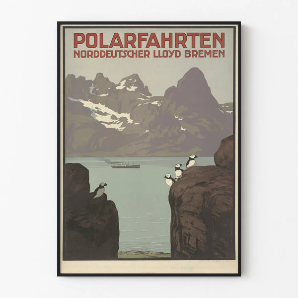 Plakat vintage Polarfahrten Norddeutscher Lloyd Bremen - Dekoracja ścienna nautyczna