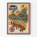 Wintage plakat z ilustracyjną mapą Polski - kulturowa dekoracja ścienna