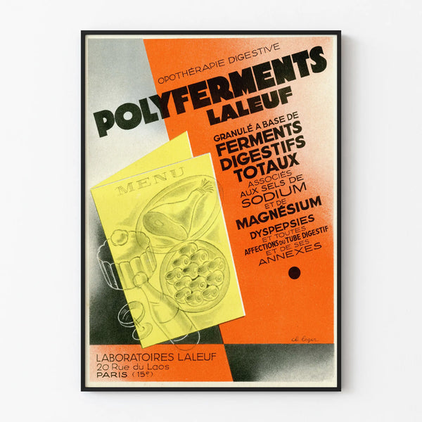 Plakat vintage Polyferments Laleuf - Retro dekoracja ścienna medyczna