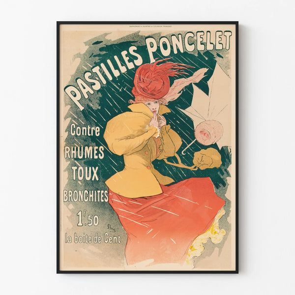 Plakat Vintage Pastilles Poncelet na przeziębienia i kaszel