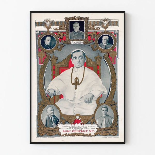 Plakat vintage Papież Benedykt XV i kardynałowie - historyczna dekoracja ścienna