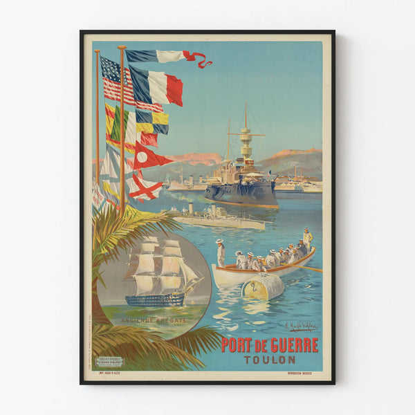 Plakat Vintage Port wojenny Toulon - Nautyczna dekoracja ścienna