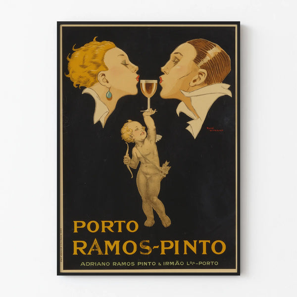 Plakat vintage Porto Ramos-Pinto z Amorem i Eleganckimi Portretami