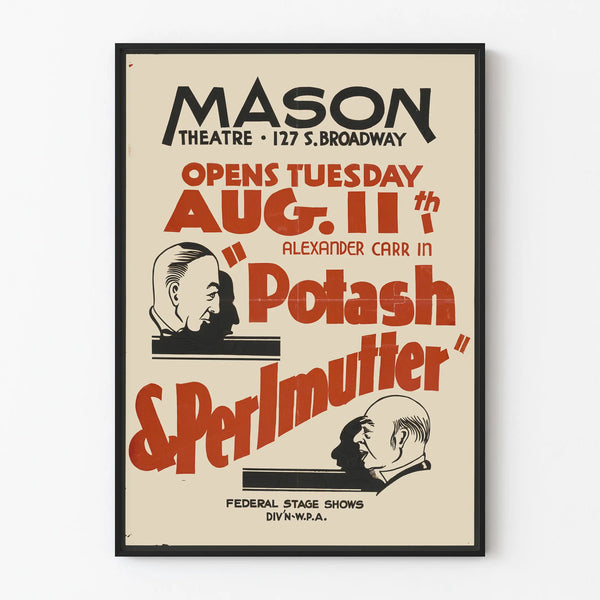 Plakat vintage Potash & Perlmutter w Teatrze Mason