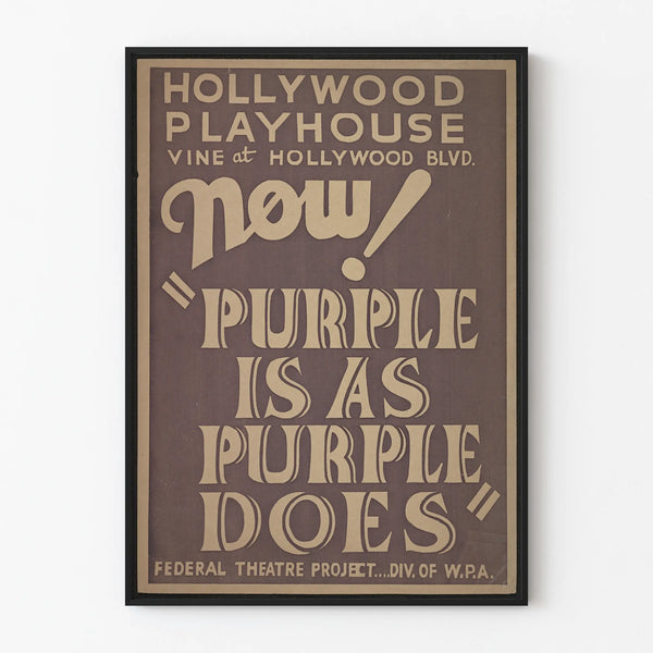 Plakat Vintage Purple jest tak samo fioletowy, jak Hollywood Playhouse