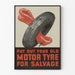 Plakat vintage recykling zużytych opon