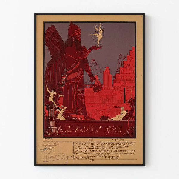 Plakat vintage Quatz'Arts - Wejście Cyrusa do Babilonu, 1925