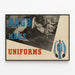 Plakat vintage Rags Make Uniforms do dekoracji ściennych w stylu industrialnym — oprawiony obraz na ścianie
