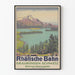 Plakat Vintage Rhätische Bahn – Jezioro Silsersee i Oberengadin w Szwajcarii