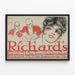 Plakat vintage Richards Grill z portretem kobiety i muzyków — oprawiony obraz na ścianie