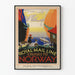 Plakat vintage rejsów Royal Mail Line w Norwegii