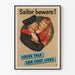Plakat vintage Sailor Beware - Retro dekoracja ścienna morska