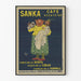 Vintage plakat kawowy bezkofeinowy Sanka, dekoracja ścienna w stylu retro