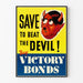 Plakat vintage „Save to Beat the Devil” – Retro dekoracja ścienna