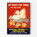 Vintageowy plakat promocyjny Bonów Zwycięstwa z kurą i kurczakami