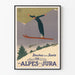Plakat vintage sportów zimowych Alp i Jury