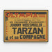 Plakat vintage filmowy Tarzan i jego towarzyszka Johnny Weissmuller — oprawiony obraz na ścianie