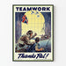 Plakat vintage TEAMWORK Thanks Pal - Dekoracja ścienna lotnicza retro