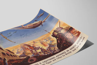 Plakat vintage zaawansowany błysk armii brytyjskiej w Afryce Północnej — widok dzieła