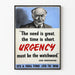 Plakat vintage z cytatem o pilności Lord Beaverbrook