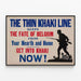 Plakat vintage wojskowy The Thin Khaki Line — oprawiony obraz na ścianie