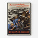 Plakat vintage Transport wojskowy i serwisowanie ciężarówek