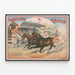 Plakat Vintage Wyścig Koni na Trot - Dekoracja Ścienna z Motywem Jeździeckim — oprawiony obraz na ścianie