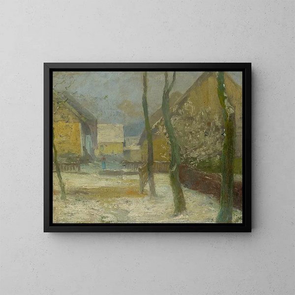 Cour d'artistes à Slanec en hiver - Ludovit Ordok — oprawiony obraz na ścianie