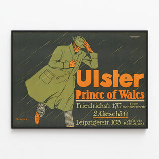 Plakat vintage moda Ulster Książę Walii — oprawiony obraz na ścianie