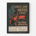 Plakat vintage Uncle Sam Needs That Extra Shovelful - Historyczna dekoracja ścienna