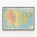 Plakat Mapa geograficzna Stanów Zjednoczonych w stylu vintage — oprawiony obraz na ścianie