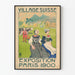 Plakat Wintage Village Szwajcaria Wystawa Paryż 1900 Dekoracja Ścienna