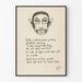 Plakat vintage wojenny z poetyckim tekstem i stylizowanym portretem