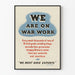 Plakat vintage We Are On War Work dekoracja ścienna