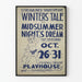 Plakat vintage Teatr Winter's Tale i Sen Nocy Letniej
