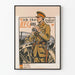 Wintage plakat wojskowy z oficerem i armatami