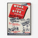 Plakat vintage Work Together Ride Together - Retro dekoracja ścienna