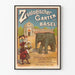 Plakat vintage ZOO Bazylea z słoniem i zwiedzającymi